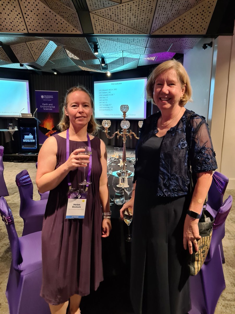 We welcome <a href="/MelissaBrownAus/">Melissa Brown</a> Exec Dean of <a href="/UQscience/">UQ Science</a> and <a href="/HelenBostock5/">Dr Helen Bostock</a> Deputy Head of @uq_sees to tonight's <a href="/DHSymposium/">DHSymposium</a> dinner sponsored by <a href="/MineralsCouncil/">Minerals Council of Australia ⛏️</a>