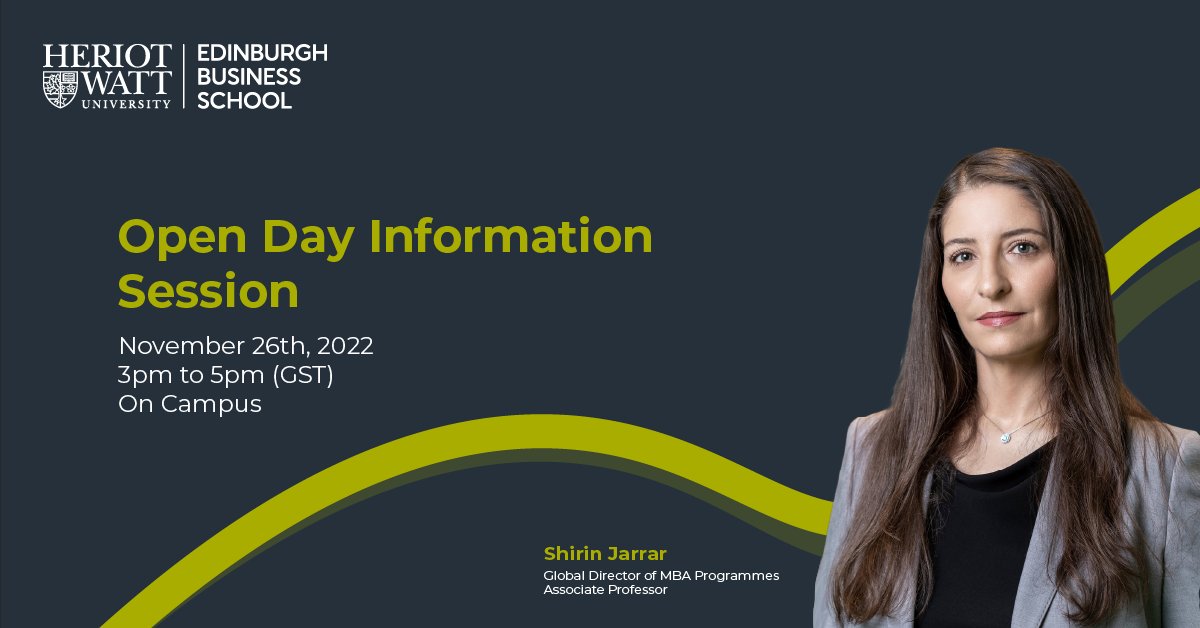 Join our Open Day MBA information session on November 26, 2022 for an opportunity to speak with our Global Director of MBA Programmes and meet with our current students, who could assist with any MBA related queries.

To register, visit: eventbrite.com/e/mba-informat… 

#HWUDubai #MBA