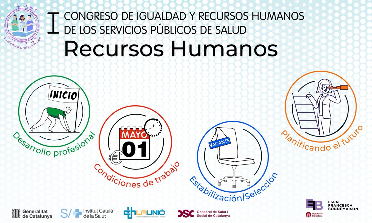 ⌛️ Mañana empieza el I Congreso de Igualdad y Recursos Humanos de Servicios Públicos de Salud #congresorhigualdad.

Trataremos temas como:
🧗🏻‍♀️ Desarrollo profesional
⌚️ Condiciones de trabajo
👩🏻‍⚕️ Estabilización y selección
🚀 Planificación y futuro

👉congresorrhhigualdad.com/bienvenida-1
