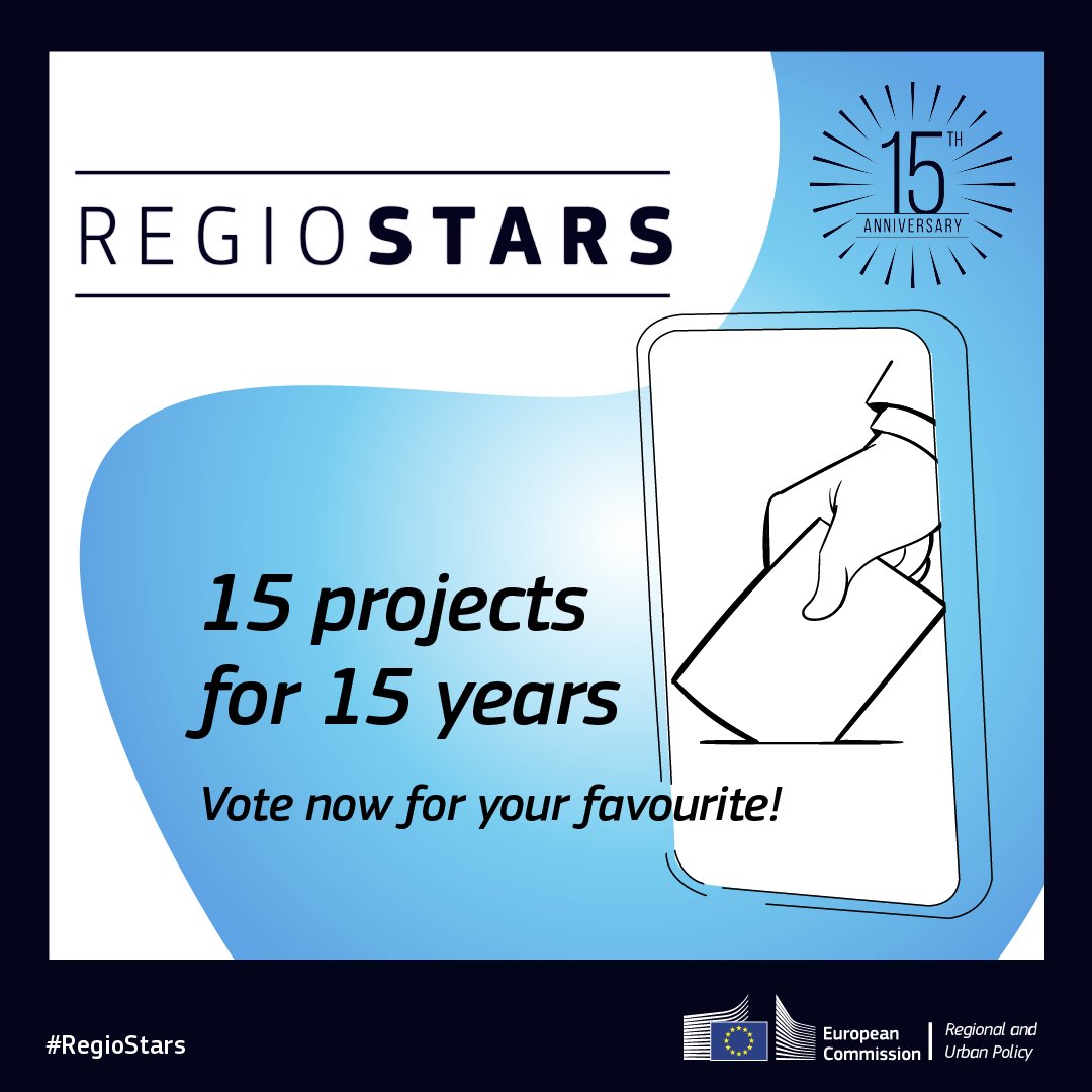 EUinmyRegion's tweet photo. #RegioStars 2022 : Don’t forget to vote for the #CohesionPolicy projects you find the most impactful! 💫
1⃣ Go to https://t.co/v1M9v47pAm
2⃣ Enter & verify your email address
3⃣ Select 1, 2 or 3 projects and click on submit
Who will you vote for?🤔 https://t.co/Fpx6VCzXij