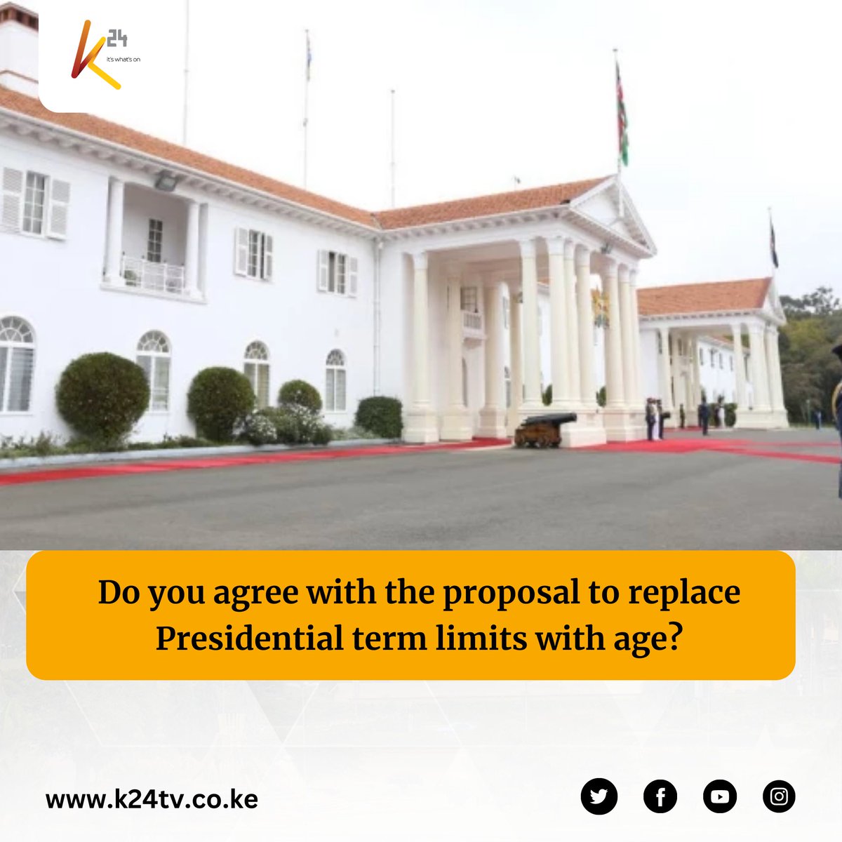 K24Tv's tweet photo. Do you agree with the proposal to replace Presidential term limits with age? #K24Siasa https://t.co/Qgor430Sim