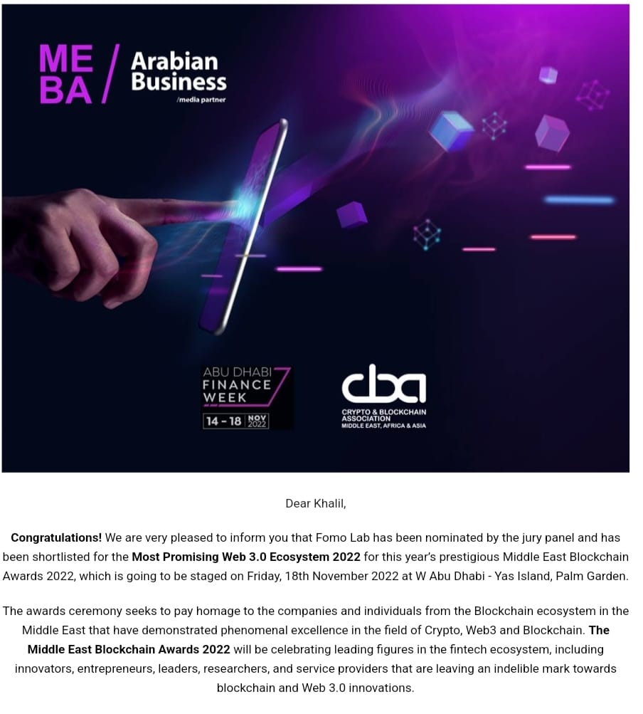We've been nominated for the <a href="/ArabianBusiness/">ArabianBusiness.com</a> and <a href="/blockchain__ME/">Blockchain Middle East</a> awards🔥🫡