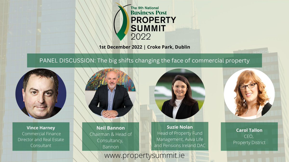 Delighted to share that I will be joining a panel discussion at The National Property Summit @PropertySummits on 1st Dec at Croke Park. We will be discussing ‘The big shifts changing the face of commercial property’ which should make for an interesting session!
#propertysummit22