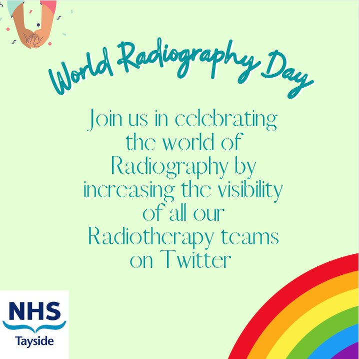 NHS Tayside Radiotherapy Department (Level 2) (@tayradiotherapy) on Twitter photo It's World Radiography Day 2022! We are NHS Tayside Radiotherapy Department based at Ninewells, Dundee, Scotland🏴.
We want to reach as many of you as we can today so please like and retweet. <a href="/SCoRMembers/">SCoR Members</a> <a href="/NHSTayside/">NHS Tayside</a> #wrd2022 #worldradiographyday2022 #Therapeuticradiographer It's World Radiography Day 2022! We are NHS Tayside Radiotherapy Department based at Ninewells, Dundee, Scotland🏴.
We want to reach as many of you as we can today so please like and retweet. <a href="/SCoRMembers/">SCoR Members</a> <a href="/NHSTayside/">NHS Tayside</a> #wrd2022 #worldradiographyday2022 #Therapeuticradiographer