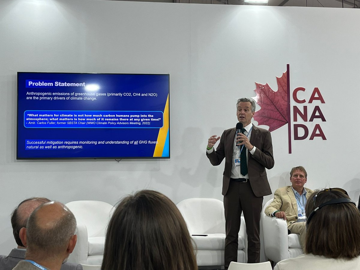 "You may be wondering what a weather guy is doing on an ocean panel" - <a href="/ReaManta/">Anthony Rea</a> <a href="/WMO/">World Meteorological Organization</a> at the #BlueCarbon side event. 
<a href="/WMO/">World Meteorological Organization</a> needs an integrated greenhouse gas monitoring system - ocean carbon included.