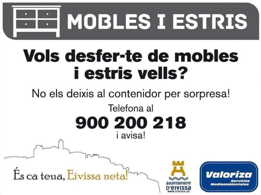 EivissaNeta's tweet photo. ℹ️ Vols desfer-te dels teus mobles vells?

📞Recorda contactar amb el nostre servei de recollida a domicili gratuïta en el telèfon 900 200 218.

#EivissaNeta #ÉsCaTeua #unaciudadlimpiaescosadetodos https://t.co/dGjdsDTgWT