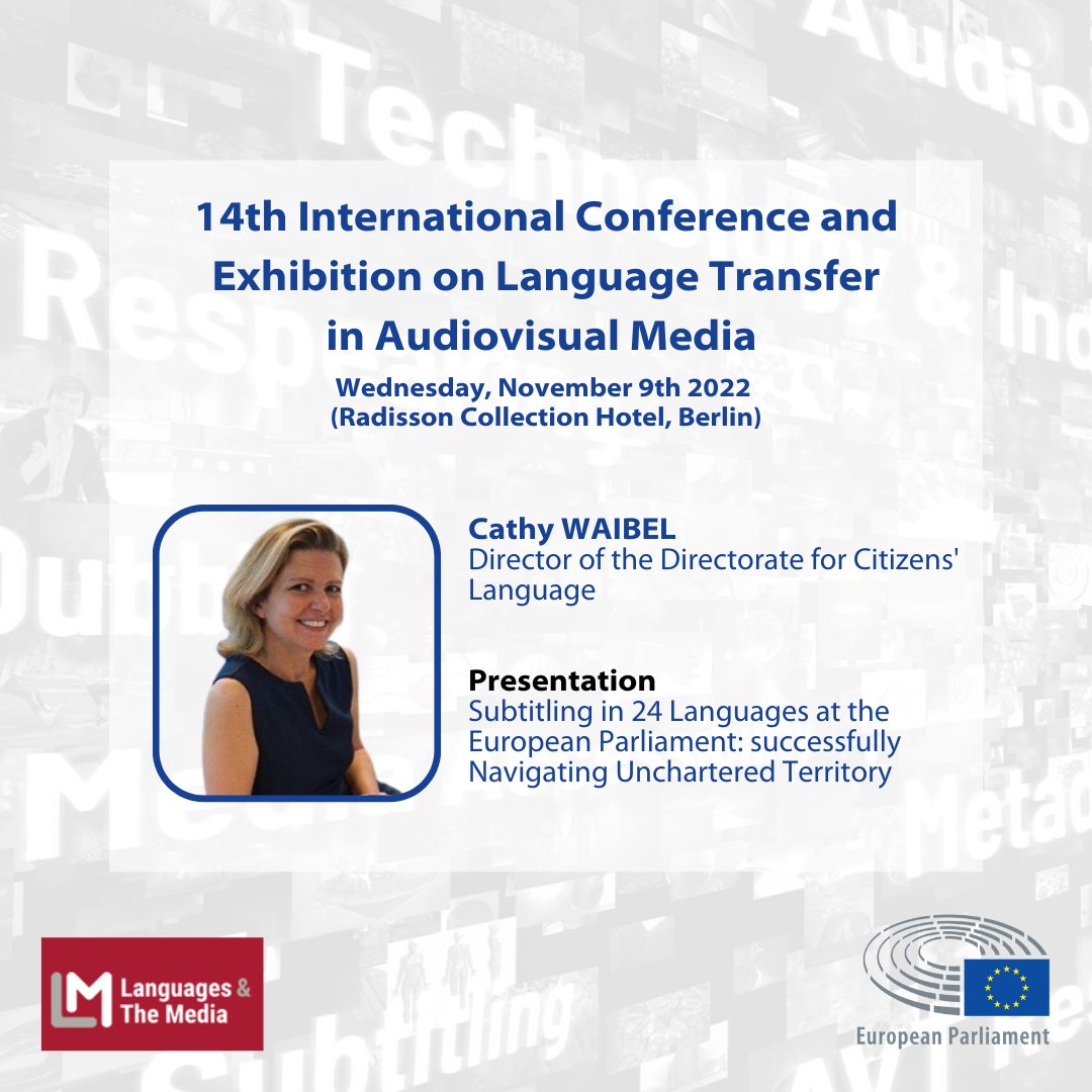 ep_translation's tweet photo. The @europarl translation service will be at the 14th edition of the @LMconference in Berlin! Presentations will focus on #CitizensLanguage, #accessibility and #subtitling. ๐ฅ๐ท๐ค
For more info ๐ https://t.co/5kydLYpvEa
#LanguagesMedia #LAM22 #UnitedInDiversity https://t.co/h5gjyhMHEF