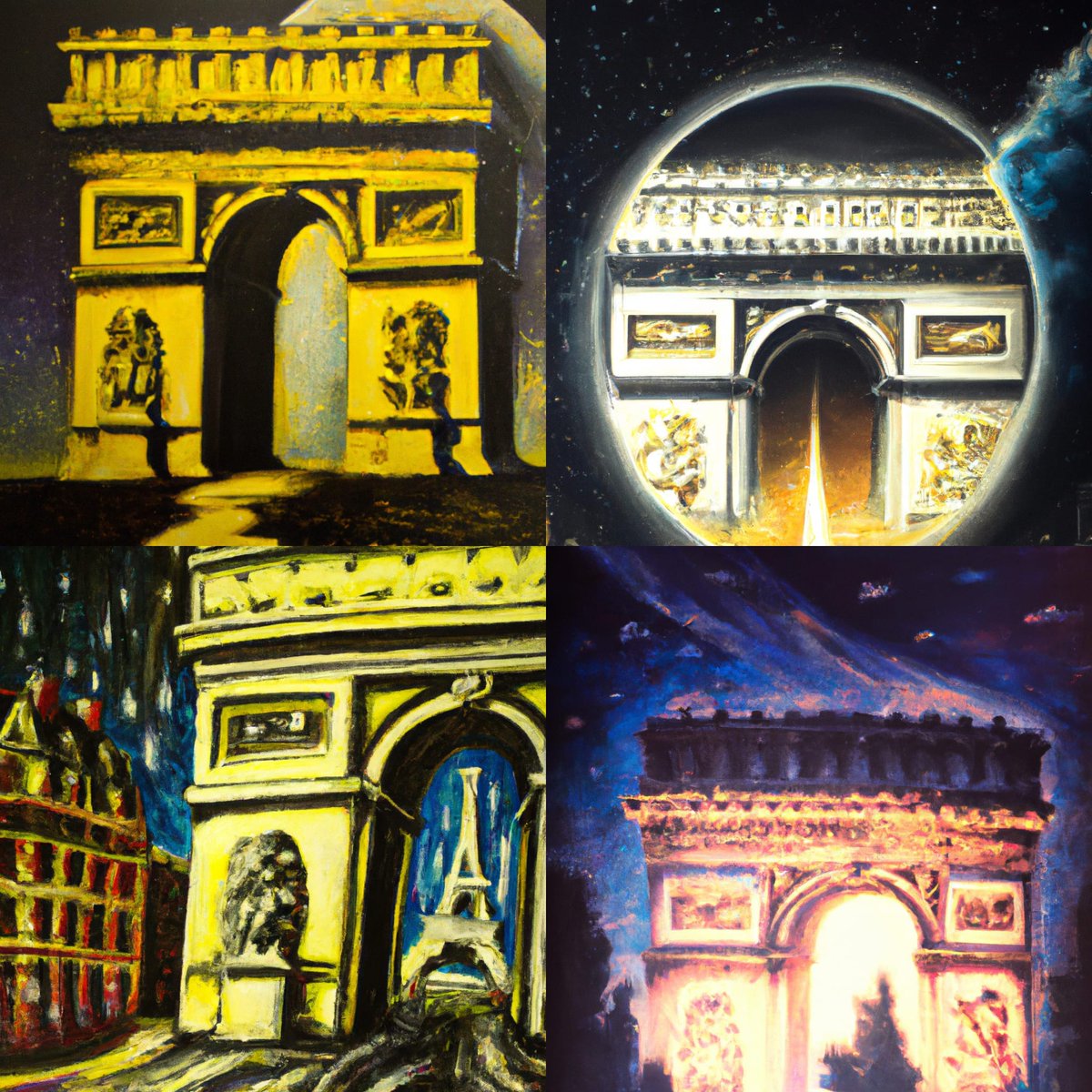 The Arc de Triomphe lit up at night "The Arc de Triomphe lit up at night" - made with <a href="/NightCafeStudio/">NightCafe Studio</a> %0D%0A%0D%0Ahttps://creator.nightcafe.studio/creation/o8ptgDRf2w0VFOpsttTM%0D%0A%0D%0A#aiart #nightcafe #digitalart creator.nightcafe.studio/creation/o8ptg…