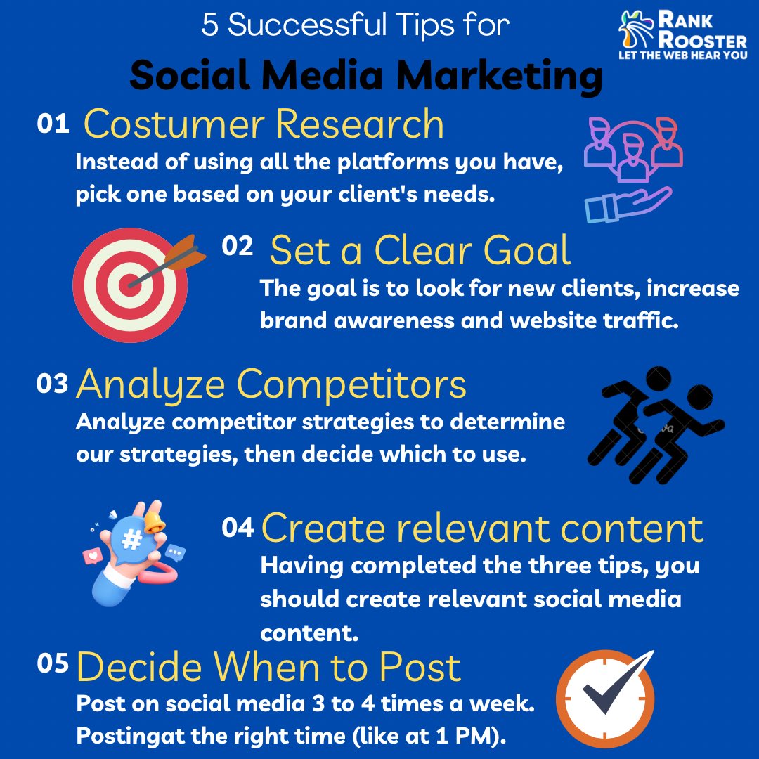 RankRooster's tweet photo. Tips for Social media marketing✨

#rankrooster #digitalmarketingagency #seo #socialmediamarketing #contentmarketing #AffiliateMarketing https://t.co/he80BRA9gq