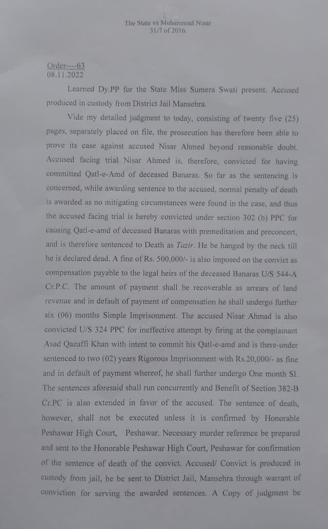 DPPMansehra's tweet photo. Another bright face of prosecution, Mrs Sumaira Swati DyPP Mansehra, prosecute the case State Vs Nisar Ahmed 302 PPC in which she secured death sentence for accused.
We as prosecutor protect the right of individual on behalf of State.
@kpprosecution
@DPPMansehra https://t.co/l0MSt8MSTr