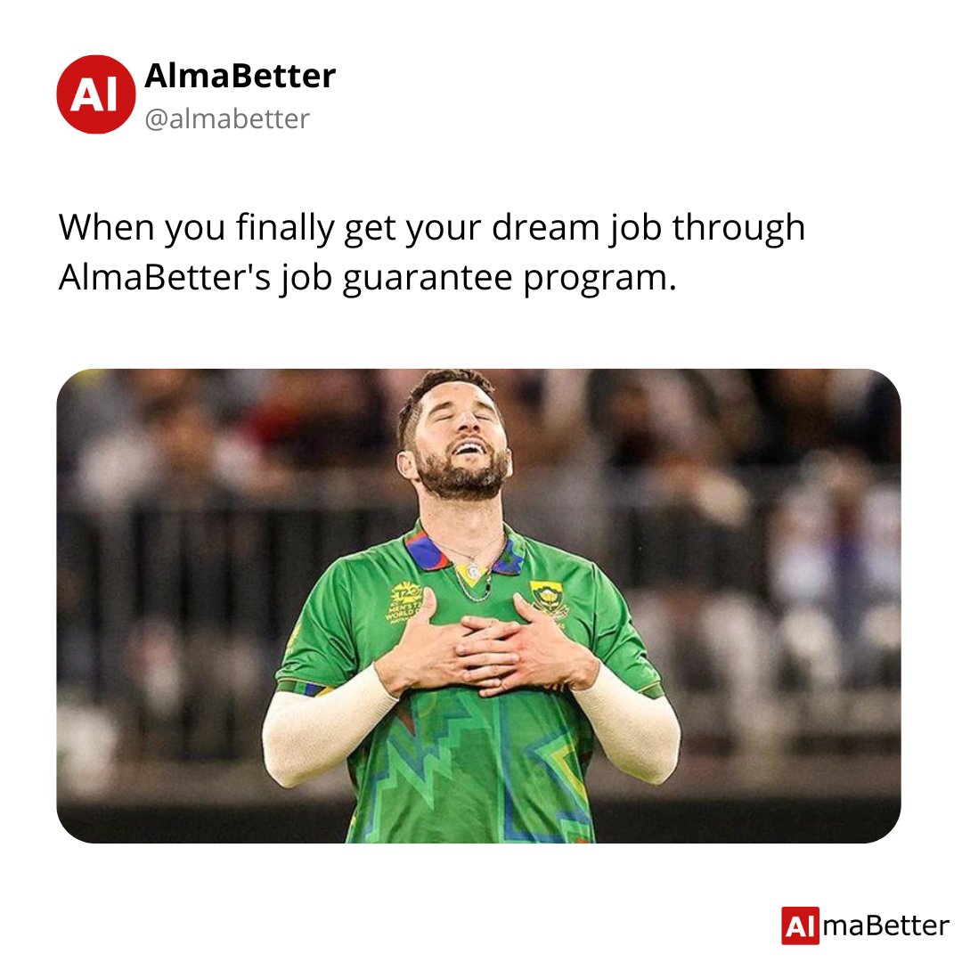 AlmaBetter's tweet photo. AlmaBetter is the "chain ki saans" you need! 😇

#almabetter #career #careeropportunities #datascience #datascientist #webdevelopment #datascienceprogram #job #placement #placementguarantee #indvssa #iccworldcup #t20worldcup #worldcup2022 #worldcupmemes #viralmemes https://t.co/MQmpCymvyw