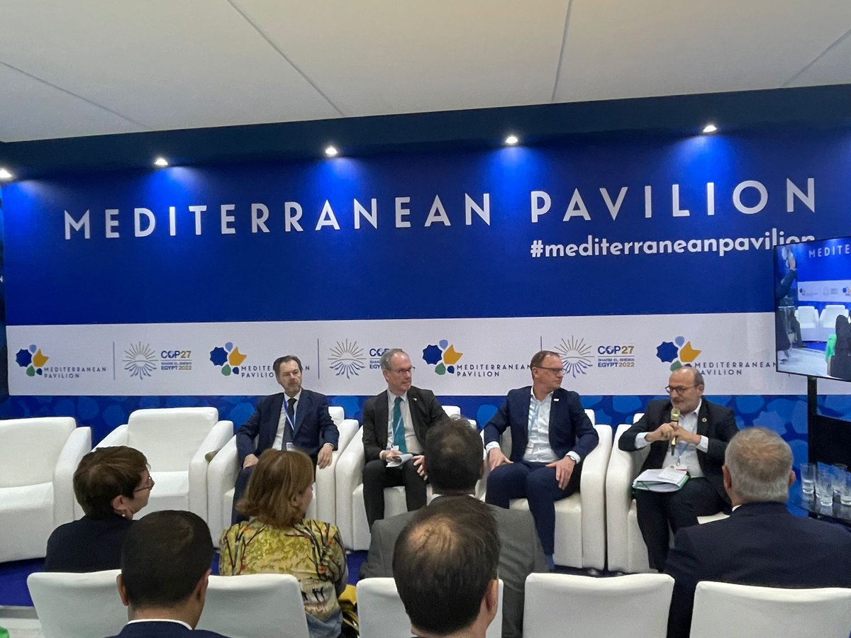 AFD_en's tweet photo. #COP27 
Launch of the #BlueMedPartnership that will support the development of sustainable #BlueEconomy in the Mediterranean.

@RiouxRemy : "I am here to express the support of France to this initiative. AFD is committed for the #Mediterranean region with 1 bn investments/ year" https://t.co/Ld1pUQ2kvq