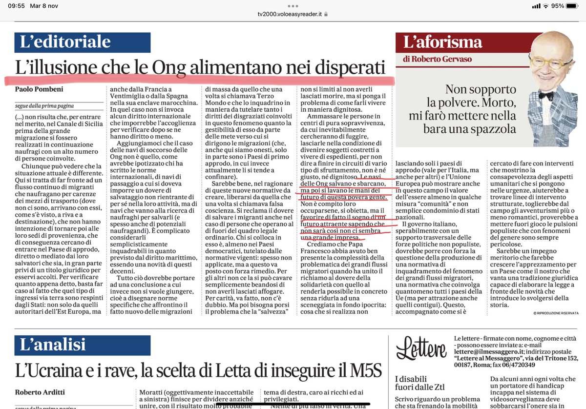 donvaccarelli's tweet image. Un punto di vista da considerare se non si vuole appiattire in senso monodimensionale la questione epocale delle migrazioni.
Buoni o cattivi è un pensiero binario, da algoritmo social. Possiamo e dobbiamo pensare meglio.