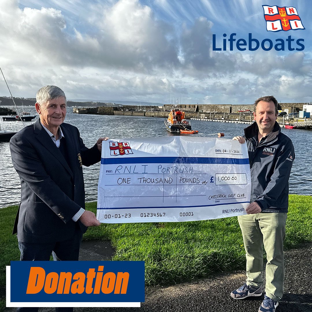 portsrnlifr's tweet photo. A big RNLI thank you to Castlerock Golf Club for their generous donation towards @PortrushRNLI to help continue to Save Lives at Sea
•
#rnli #portrush #portrushrnli #savinglivesatsea #onecrew https://t.co/4V3nZLi8qm