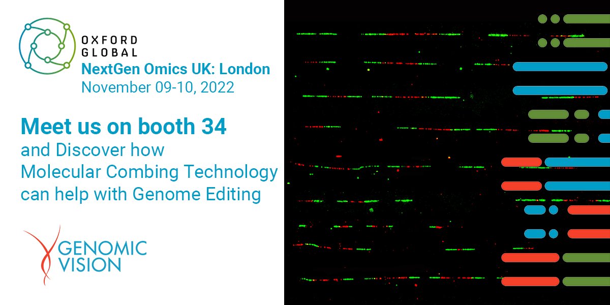 We are presenting at the <a href="/OGConferences/">Oxford Global</a>’ NextGen Omics UK conference tomorrow, November 9 at 11.05am.

For more information, come have a chat with our team at booth 34.

#MolecularCombing #Genomics #genetherapy #geneediting