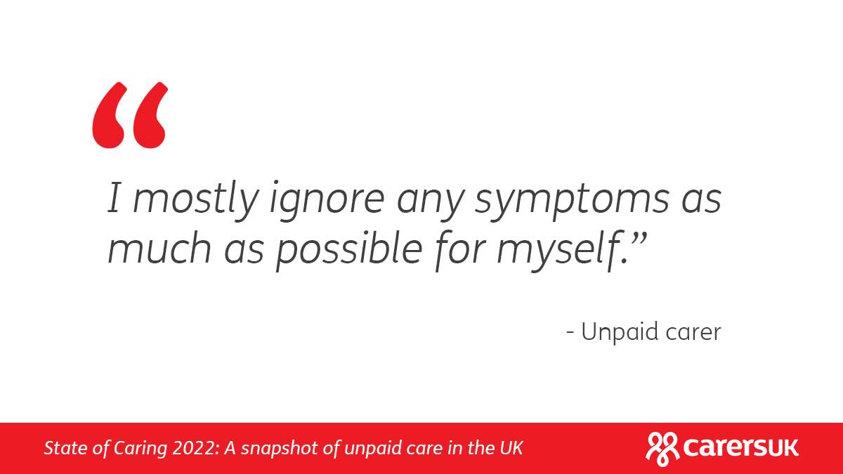 CarersUK's tweet photo. The health and social care system is failing unpaid carers, with over a fifth of carers who requested a GP appointment having to wait a month or more.

GP practices should prioritise appointments for carers and offer flexibility so carers can get the care they need themselves. https://t.co/343Cyf8qHo