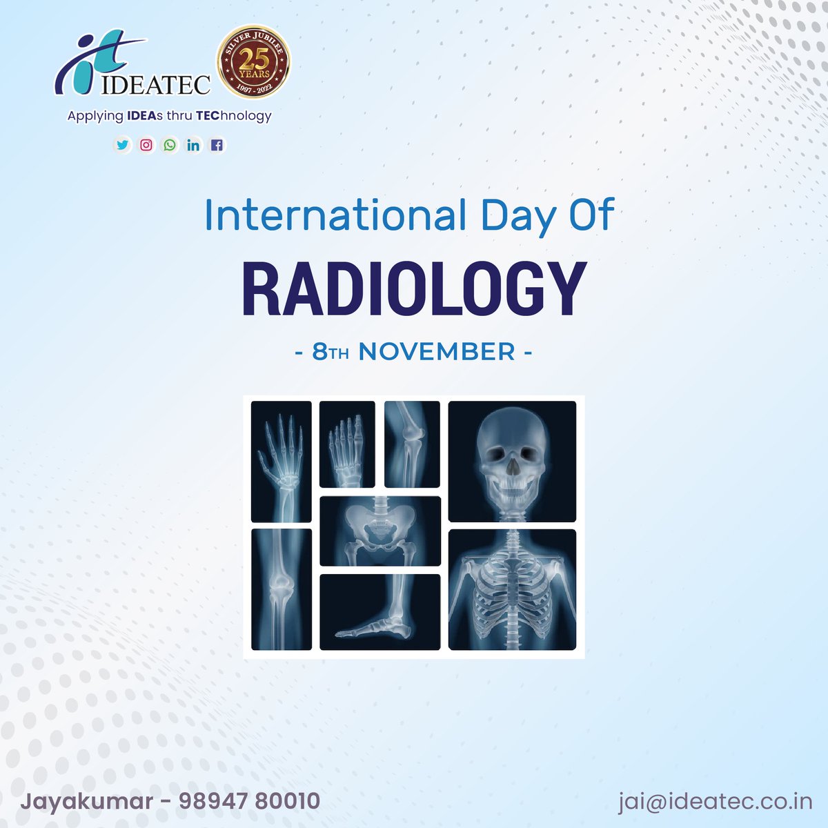 idectec's tweet photo. The discovery of #Xray  by German scientist, and physicist, #WilhelmConradRöntgen (1845-1923)  in 1895 was the beginning of a revolutionary change in our understanding of the physical world  #RadiologyDay #Ideatec #MedicalPhysics https://t.co/QLIn1ohjk4