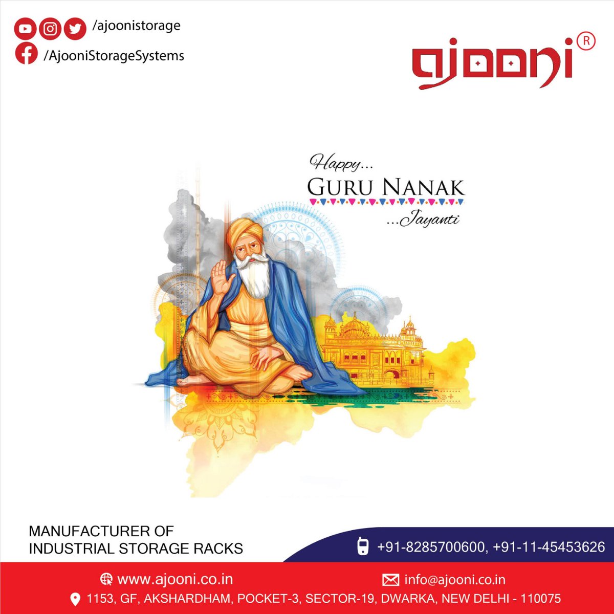 SteelRacks's tweet photo. Be grateful to those who met you as yourself. Warm wishes and Happy Gurpurab to you and your family!
#gurupurab #gurunanakjayanti #happygurupurab
#AjooniStorageSystems #PalletRacks #StorageRacks #PlasticPallets #WarehouseRacks #PalletizedRacking https://t.co/eeOwDfZR2M