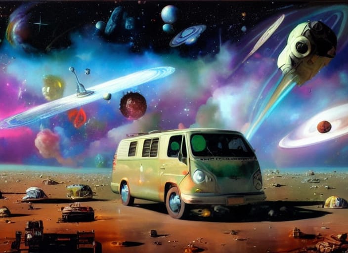 AI_introvert's tweet photo. "Space Hippy Lander" - made with @NightCafeStudio
https://t.co/tCS5EE3jdr
#aiart #nightcafe #digitalart #space #hippy #campervan #lander #kleinbus #hippyvan https://t.co/r2oO5N84Gu