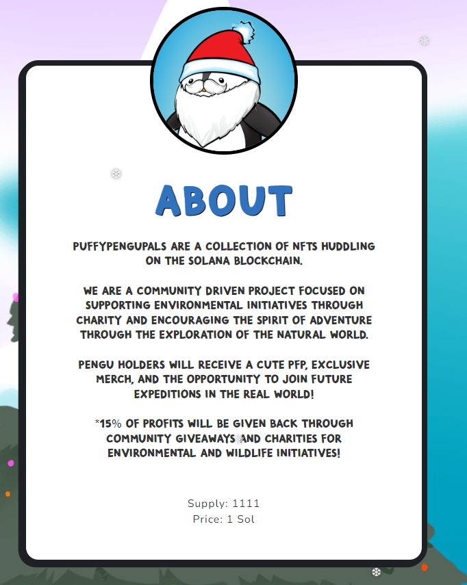 Mint today <a href="/PuffyPenguPals/">PuffyPenguPals | 🐧🟠</a> : community driven project focused on supporting environmental initiatives through charity and encouraging the spirit of adventure through the exploration of the natural world

#Solana #SOL #SolanaNFT #NFT #NFTdrops #NFTProjects #NFTCommunity #NFA #DYOR