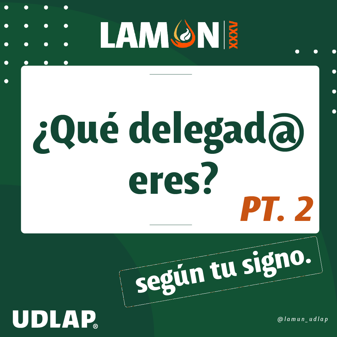 LAMUN_UDLAP's tweet photo. ¿Ya sabes qué delegado eres? Descúbrelo según tu signo ✨

¡Delegaciones, el LAMUN XXXV se acerca, ¿están listas?! 💚🧡

#lamun #comités #worldchange #participation #social #udlap #soyudlap #ONU #UN #cholula #puebla https://t.co/Luf0QWmMaq