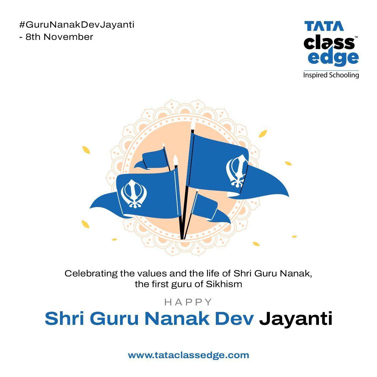 On this special day, let us remember Shri Guru Nanak ji's teachings and try to follow them in our lives. #HappyGurunanakJayanti

#gurunanakjayanti #gurunanakjayanti2022 #tataclassedge #education #technology #edtech #digitalschool #teaching #learning