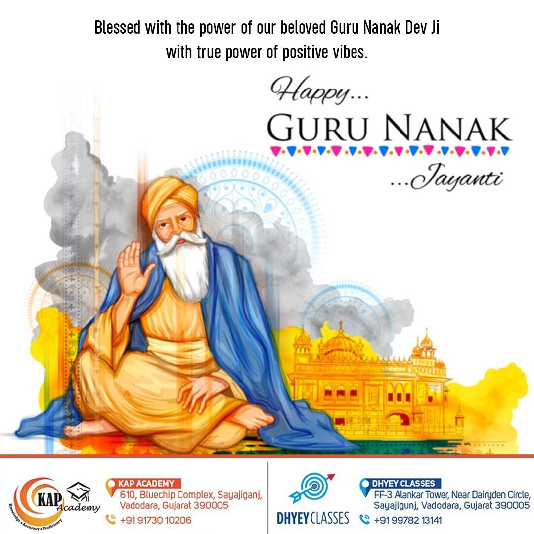 KapAcademy's tweet image. Festivals have always been a great reason for celebration and spreading smiles in our lives. On the auspicious day of Guru Nanak Dev Ji Jayanti, we wish you all a blessed day filled with power, a smile, and a reason to spread happiness.

#gurunanakjayanti #gurunanakji