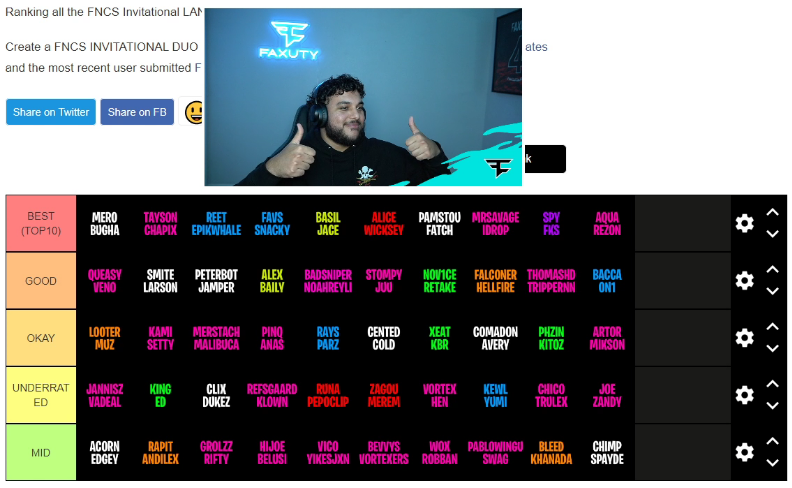 FaZe Faxuty on Twitter: “MY OFFICIAL & FINAL FNCS INVITATIONAL TIER