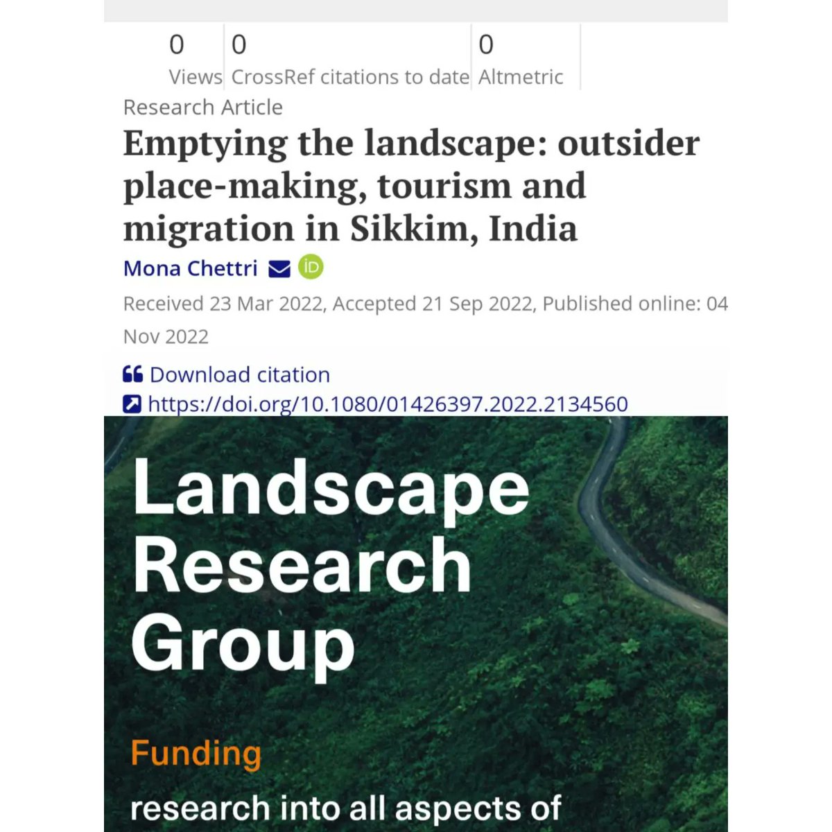 What is Amitabh Bachchan doing in Lachung, Sikkim? Around the world, tourism as 'development' is powerful in its capacity to transform space and society. In my new article in <a href="/LandscapeResJ/">Landscape Research</a>, I discuss how the tourist landscape is shaping place and society in Sikkim, India.