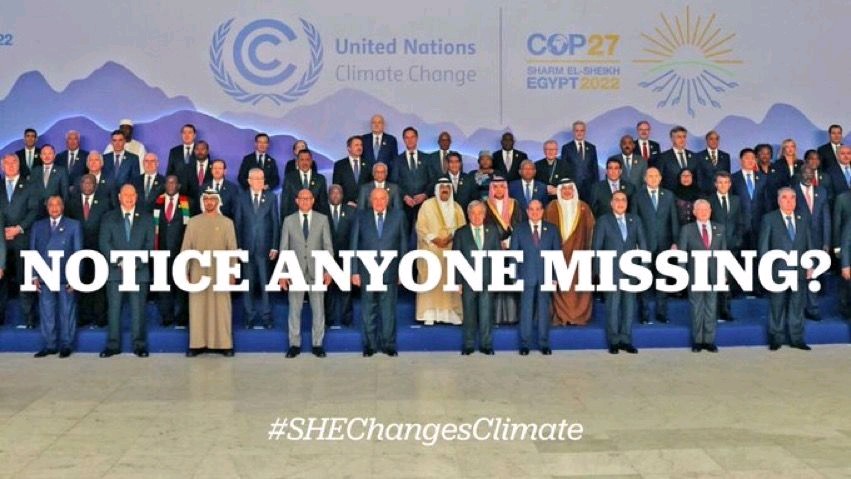 'Men' trying to solve the man-made #ClimateCrisis at the #COP27 in the year 2022. Where are the #WomenInClimate & #YouthInClimate? Can anything good come out of #Egypt_COP27 talks with this absence of diversity in top leadership there? Photo Credits: #SheChangesClimate.