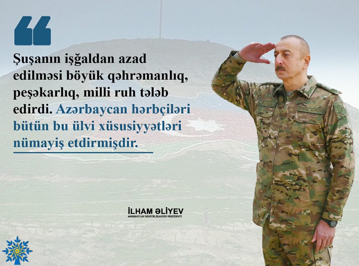 Əziz Şuşa, sən azadsan! 
Əziz Şuşa, biz qayıtmışıq! 
Əziz Şuşa, biz səni dirçəldəcəyik! 
Şuşa bizimdir! 
Qarabağ bizimdir!
#Şuşa #Shusha