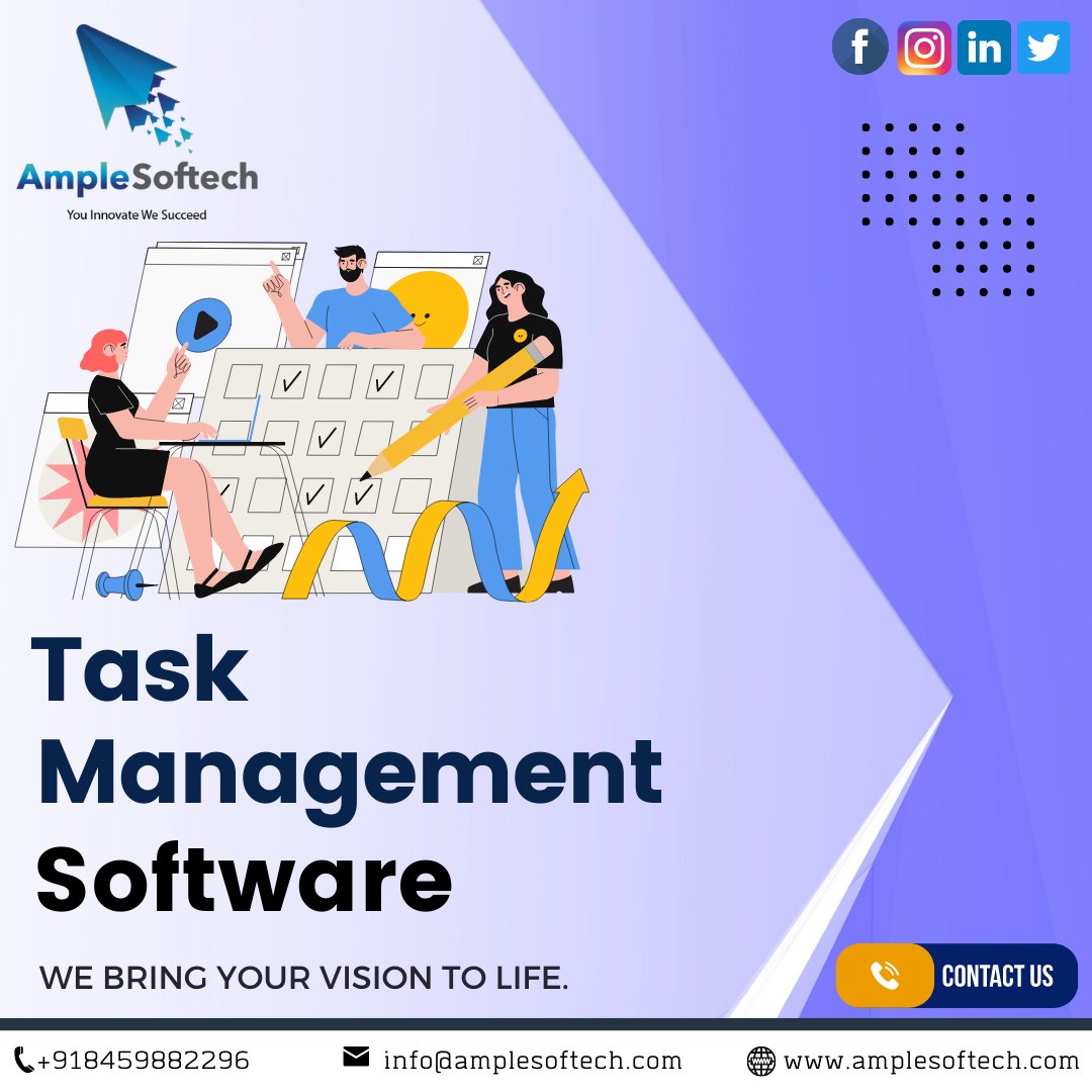 AmpleSystem's tweet image. Our task management services help to support daily, weekly or monthly tasks that you would like to make happen.

So, what are you waiting for?
visit us:amplesoftech.com
Email:info@amplesoftech.co.in
Call us on: 8459882296

#taskmanagement #tasksmanagement
