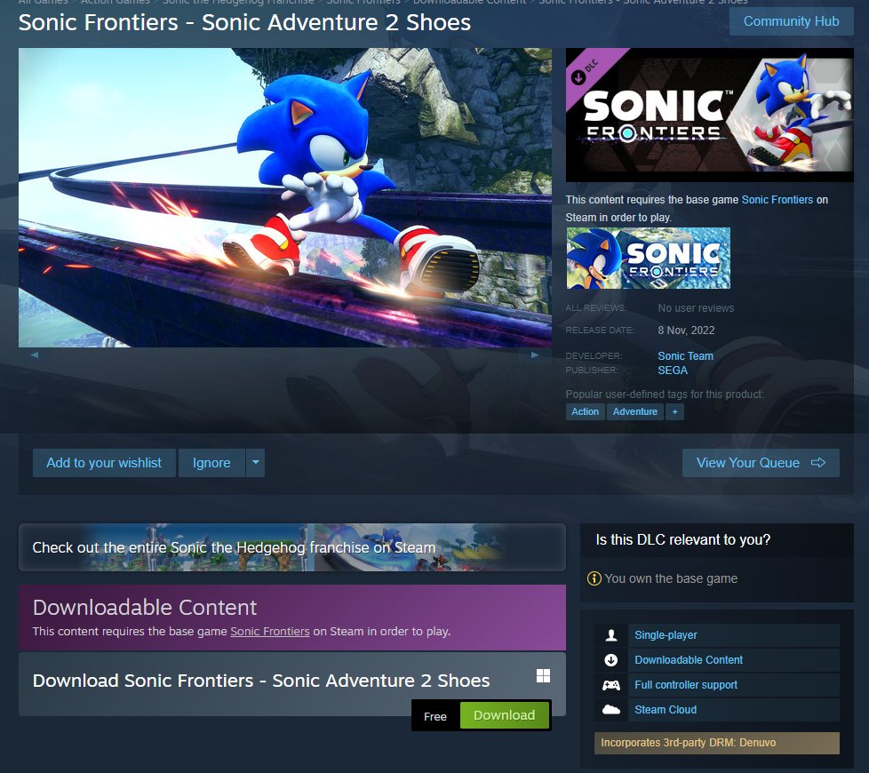 Steam DLC Page: Sonic Frontiers