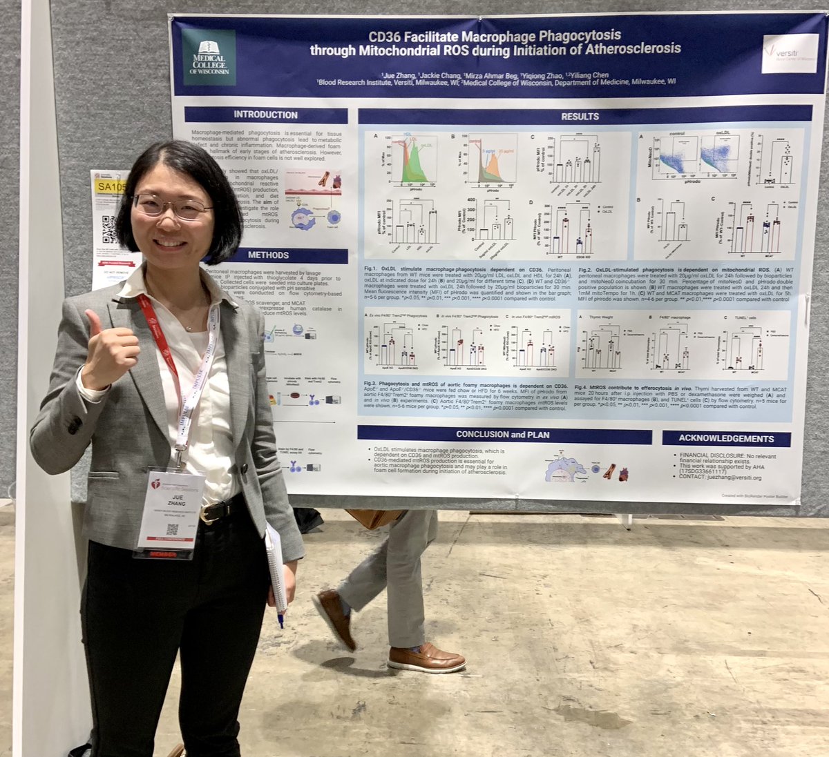 Juezhang1314's tweet photo. Great honor for me to present our work at #AHA22 scientific Sessions and receive travel award! Thank you @AHAMeetings @ATVBCouncil @ATVBEarlyCareer @atvbwlc for the opportunity to learn from outstanding scientists! Proud of our great team @AlanChen16 @BloodResearchWI @CVCatMCW https://t.co/GczTfGPPPH