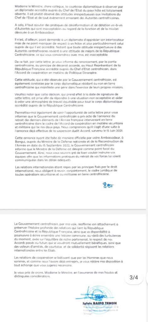 #Rca🇨🇫| Par courrier diplo viral sur les RS, le MAE, <a href="/SylvieBAIPO_RCA/">Sylvie Baïpo Temon</a>, tacle <a href="/FranceBangui/">La France à Bangui</a>, informe Paris du ''renoncement au principe de décanat accordé au HT Rep de la 🇨🇵 accrédité auprès de <a href="/FA_Touadera/">Faustin-Archange Touadéra</a> dans l'accord de coopération en matière de Pô étrangère. #RcaDebout.