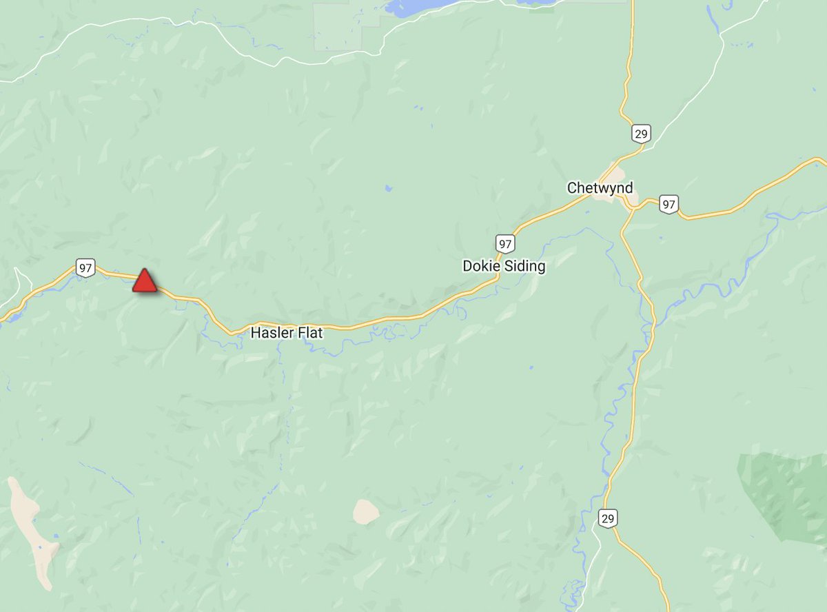 ArgoSouthPeace's tweet photo. REMINDER - #BCHwy97 is CLOSED in both directions b/w #PowderKing Rd + Old Hasler Rd (35 km south of #ChetwyndBC) due to a vehicle incident. Crews on scene. Assessment in progress. Detour not available. Estimated time of re-opening midnight MST.
@DriveBC: https://t.co/fVpcMa9VJV https://t.co/Qqo94yHi2V