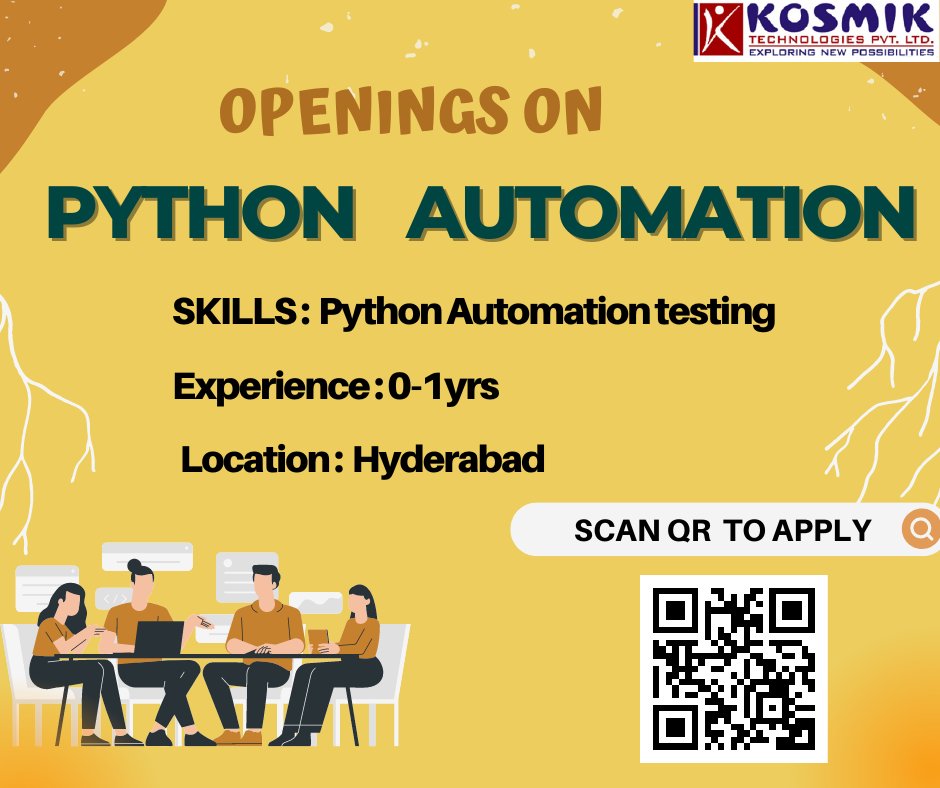 openings on python developer
#openings #pythonautomation #python #pythonDeveloper #itjobs #job #developerjobs #fresherjobs 
#pythonwalkin #fullstack #walkinsinhyderabad #JobsNearMe #ManualTestingOpenings #ManualTesting #ManualTestingjobs #software #automationtesting