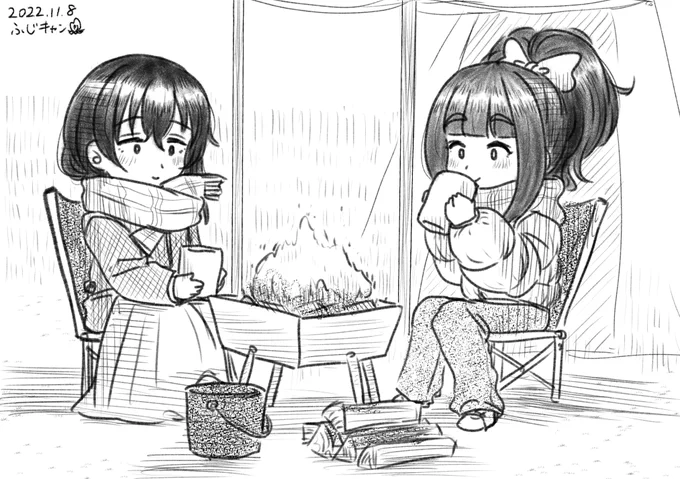リクエスト頂きました、のんびり焚き火を囲むはじともです♡ 