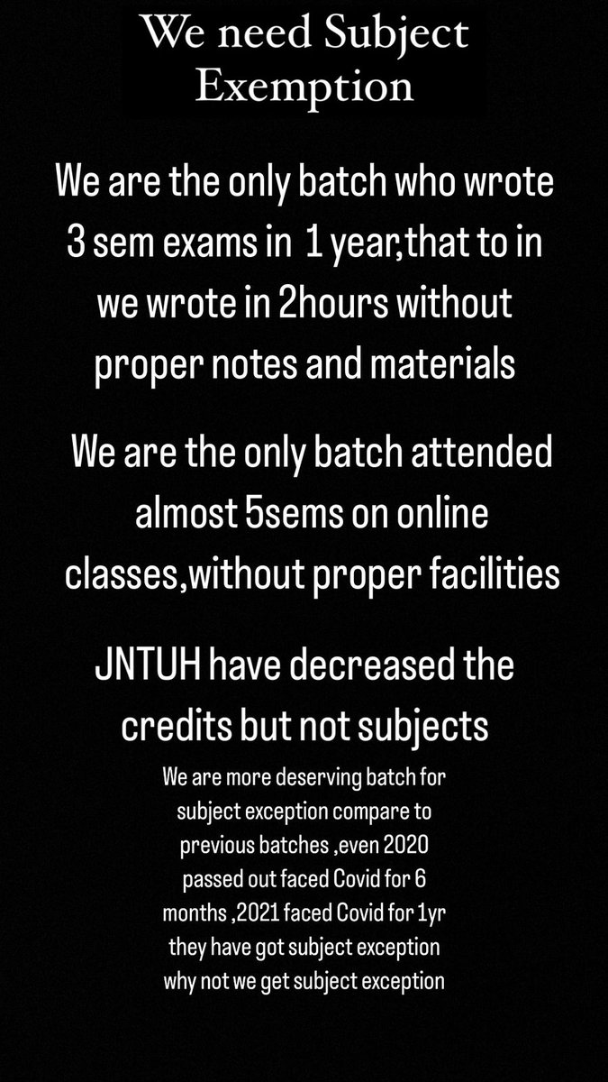 LenkalaSaketh's tweet photo. @DrTamilisaiGuv 
@KTRoffice 
@KTRTRS 
@SabithaindraTRS 
#jntuhsubjectexemption https://t.co/QXMEtT4Mlu