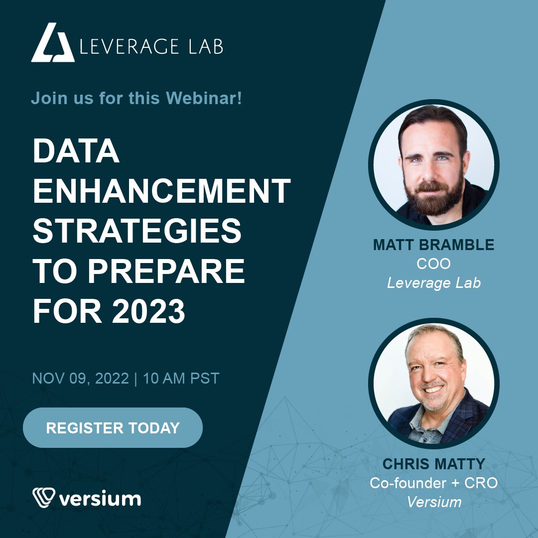 You already know how valuable your first-party data is. Imagine how powerful it would be if it were more complete. Learn 3 steps to more enriched user profiles with Matt Bramble, COO &amp; Co-founder of Leverage Lab and Versium. info.versium.com/data-enhanceme…