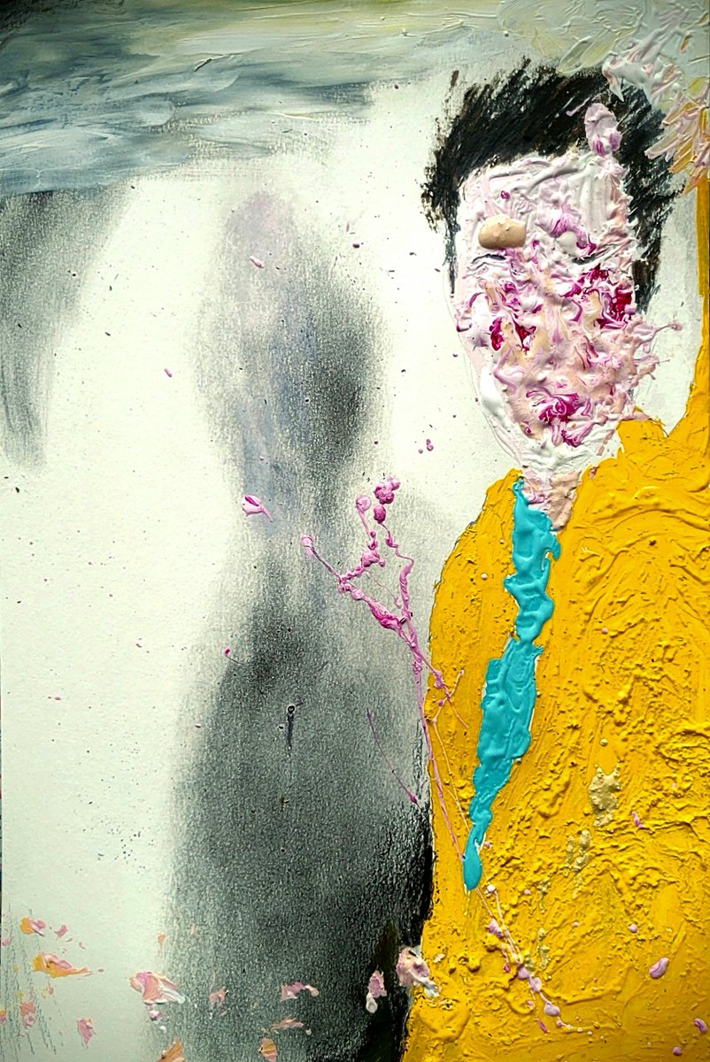 This one is called 'Preserving Democracy Is The Only Fucking Issue On the Table' Acrylics, gesso and graphite powder on paper. 12 x 18.