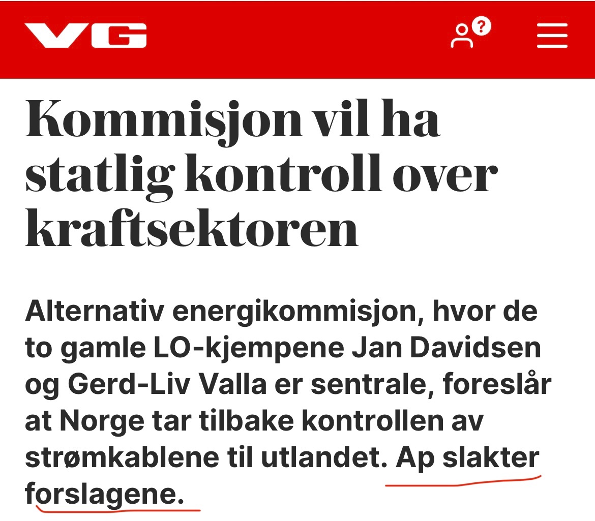 SofieMarhaug's tweet photo. Mulig det er VG som slår på språktrommen. Det er likevel noe useriøst med Aps nedlatende holdning i kraftpolitikken. De har ikke en gang lest rapporten! 

Jeg vil ha en sterk venstreside, men med en slik innstilling er det ikke grenser for hvor stor branntomt Ap etterlater seg. https://t.co/elKoZuccjr