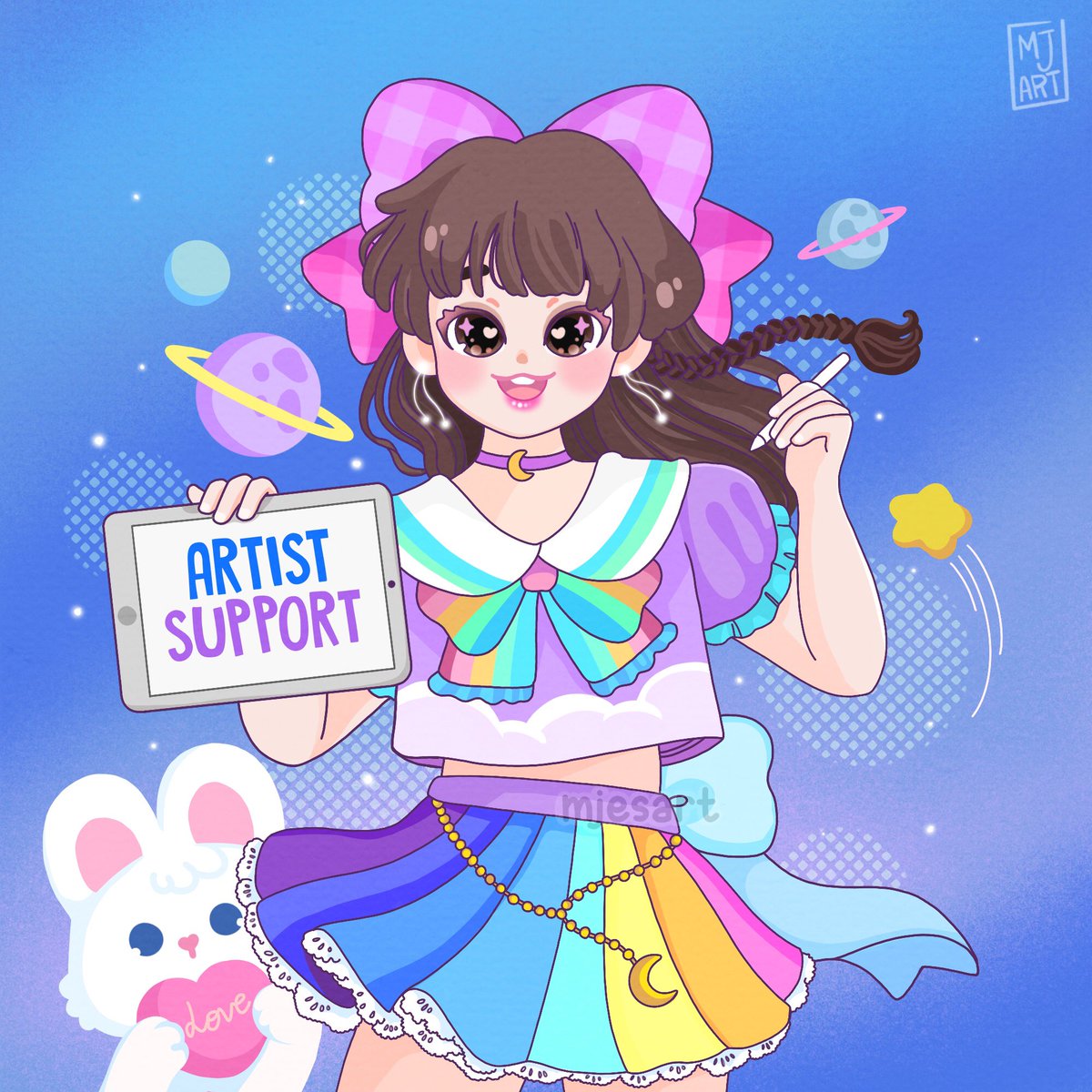 ARTIST SUPPORT POST
Hello everyone, I am MJ. Maybe some of you already know me trough my art. I like to draw everything in my cute, big eyes style. 
I am active as a commission artist and been creating a lot of merch.
Pls comments, so we able to discover your art business/page.💖