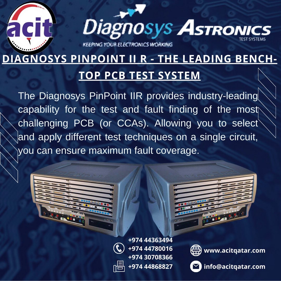 QatarAcit's tweet image. #DIAGNOSYS PinPoint II R: The Leading Benchtop PCB Test System

For more visit
acitqatar.com

#astronics #testsystems #nationalinstruments #flyingprobesystem #pcb #cca
 #testsolutions #electronicsystems #test #technology #keepingyourelectronicsworking #acitqatar #qatar