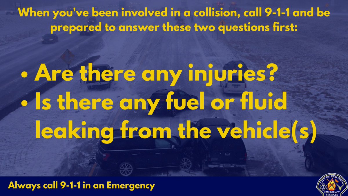 With the current winter road conditions we have been managing hundreds of motor vehicle collisions. Being prepared to answer these 2 questions can help us direct your call quickly and ensure you receive the appropriate response. #EverySecondCounts