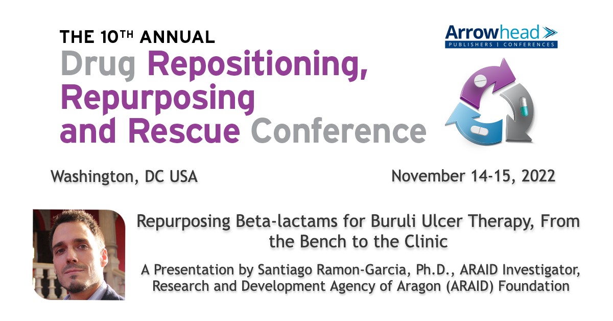 s_ramongarcia's tweet photo. Excited to speak at the 10th Annual Drug Repositioning &amp; Repurposing Conference in Washington, DC on Nov 15. I’ll present our pragmatic clinical trial #BLMs4BU for #BuruliUlcer, a neglected tropical disease. 
Info at https://t.co/iGurk7qcYV 
#drugrepurposing #beatNTD @ARAID_ES https://t.co/jvHQ0nvd8i