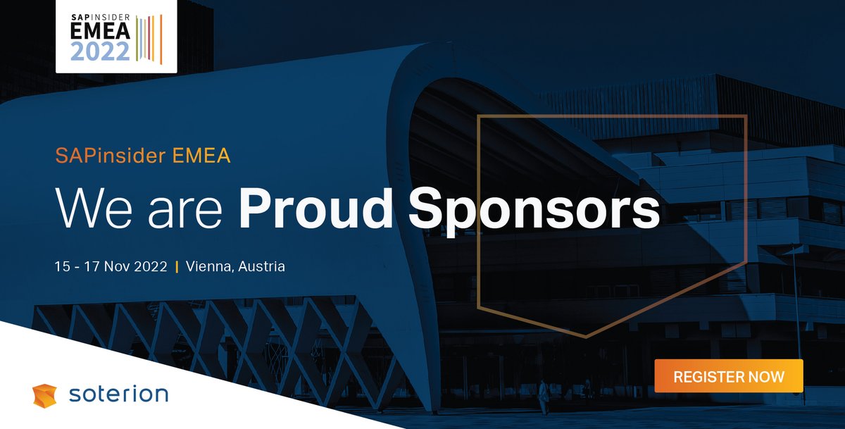 #SAPinsiderEMEA2022 – 15-17 Nov - We are pleased to be a sponsor of the upcoming @SAPinsider EMEA event this year.

For more information on the event click > soterion.com/sapinsider-eme… 

#SAP #GRC #Soterion #SAPSecurity #GRCforSAP #EMEA2022 #SAPinsider