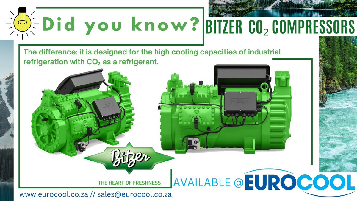 Eurocool1's tweet photo. Did you know Tuesday with Eurocool. 
For more information on the Bitzer CO2 compressors available at Eurocool feel free to get in touch with us: https://t.co/LVSPhFDgg6 // sales@eurocool.co.za https://t.co/CKJ40HiucG