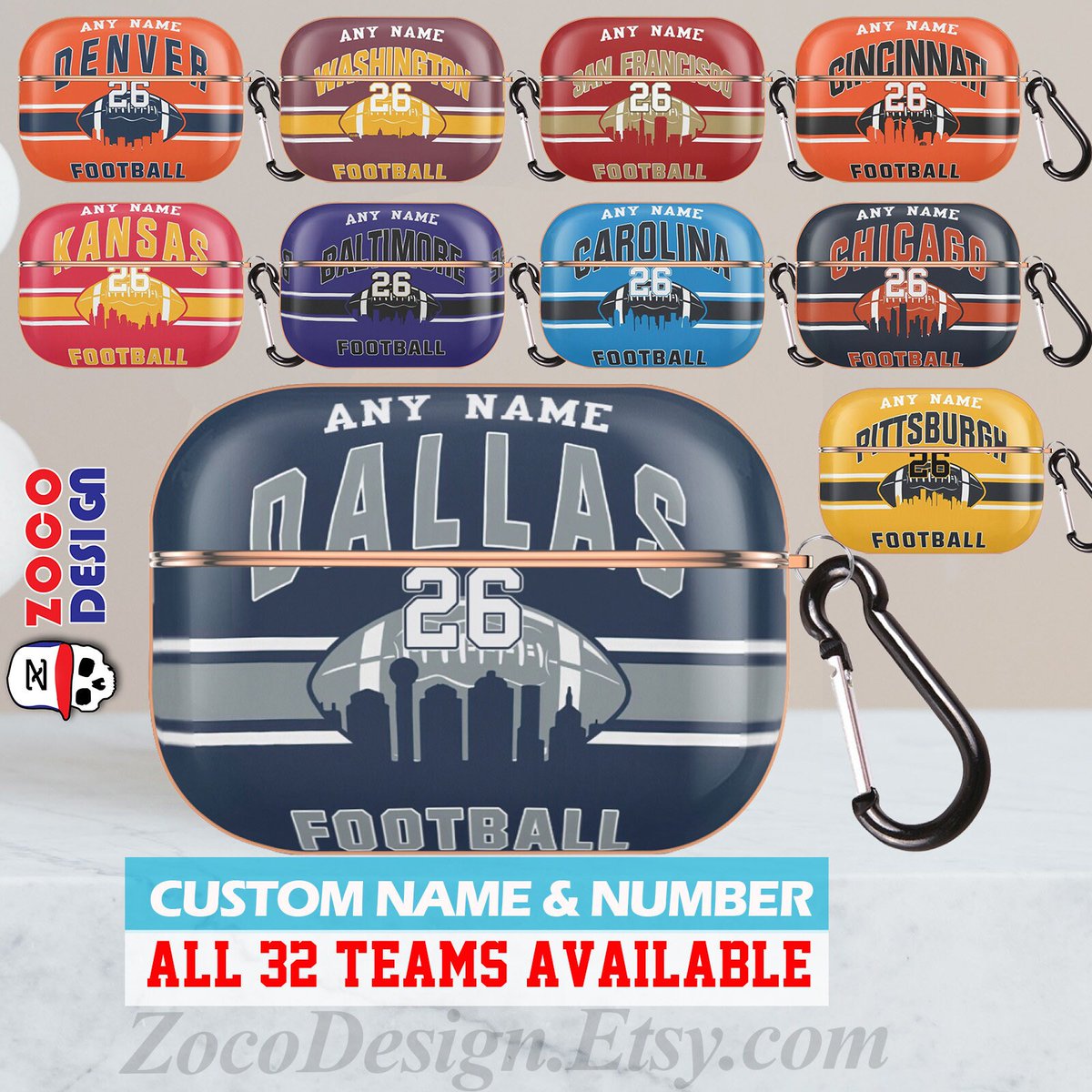 Excited to share my #etsy shop: Custom Airpods 1 2 3 Pro Case Football Name &amp; Number Jersey Personalized 32 Team 1st 3rd Gen Cover Gift etsy.me/3WWn4Sb #customairpodscase #customairpodcover #nameairpodscase #numberairpodscase #personalizedjersey #customfootball
