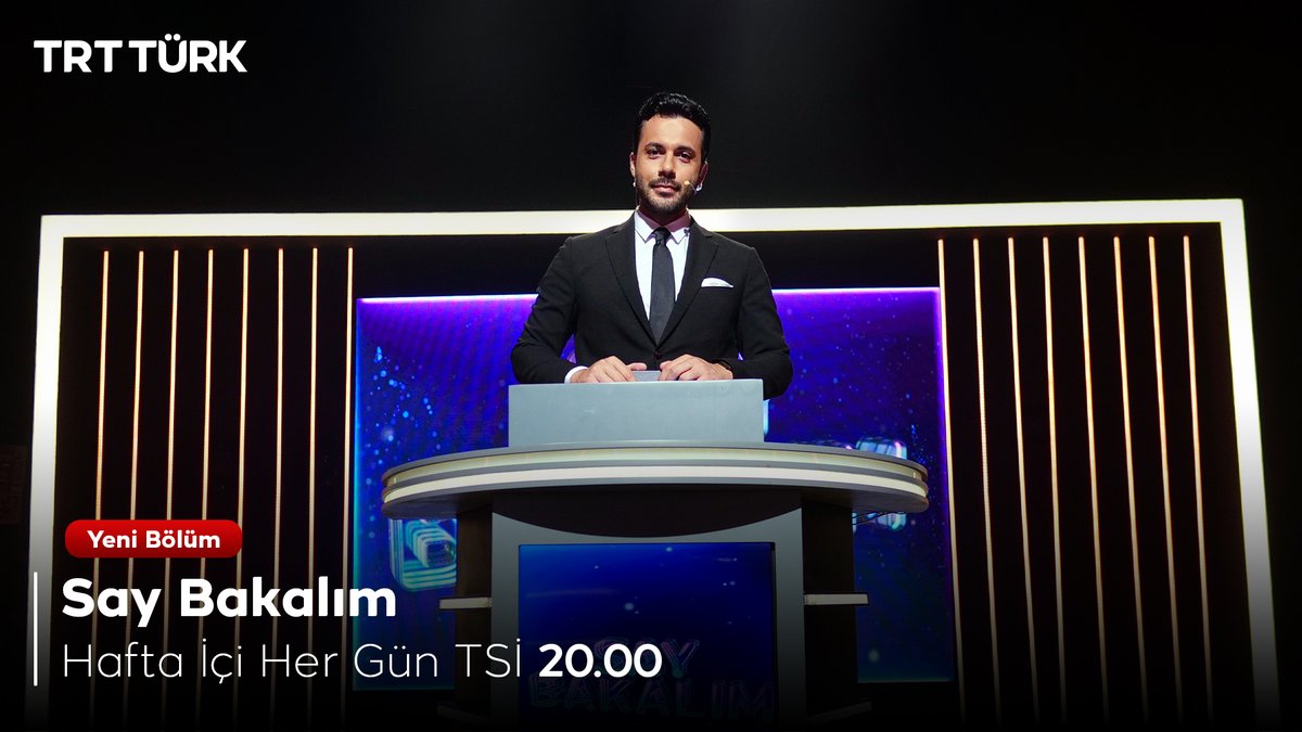 Avrupalı Türklerin bilgilerini yarıştırdığı #SayBakalım sizi bildiklerinizi sınamaya, bilmediklerinizi öğrenmeye davet ediyor. ❓🧐

SayBakalım hafta içi her akşam TSİ 20.00’de #TRTTÜRK’te! 5️⃣✖️5️⃣✖️5️⃣

<a href="/mennans/">Mennan Şahin</a>